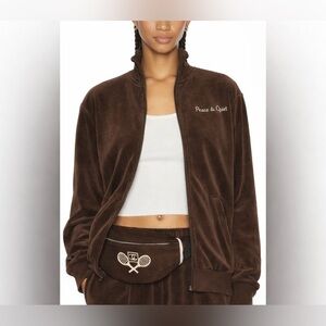 Museum of Peace & Quiet Revolve Brown Velour Zip-Up Jacket Small Quiet Luxury
